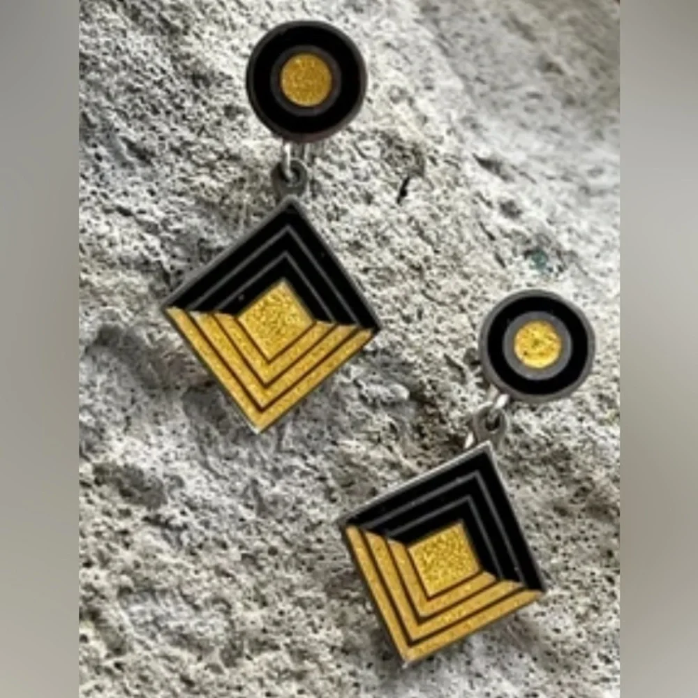 Margo De Taxco Art Deco Mid Century Black and Yellow Sterling Silver Mexico